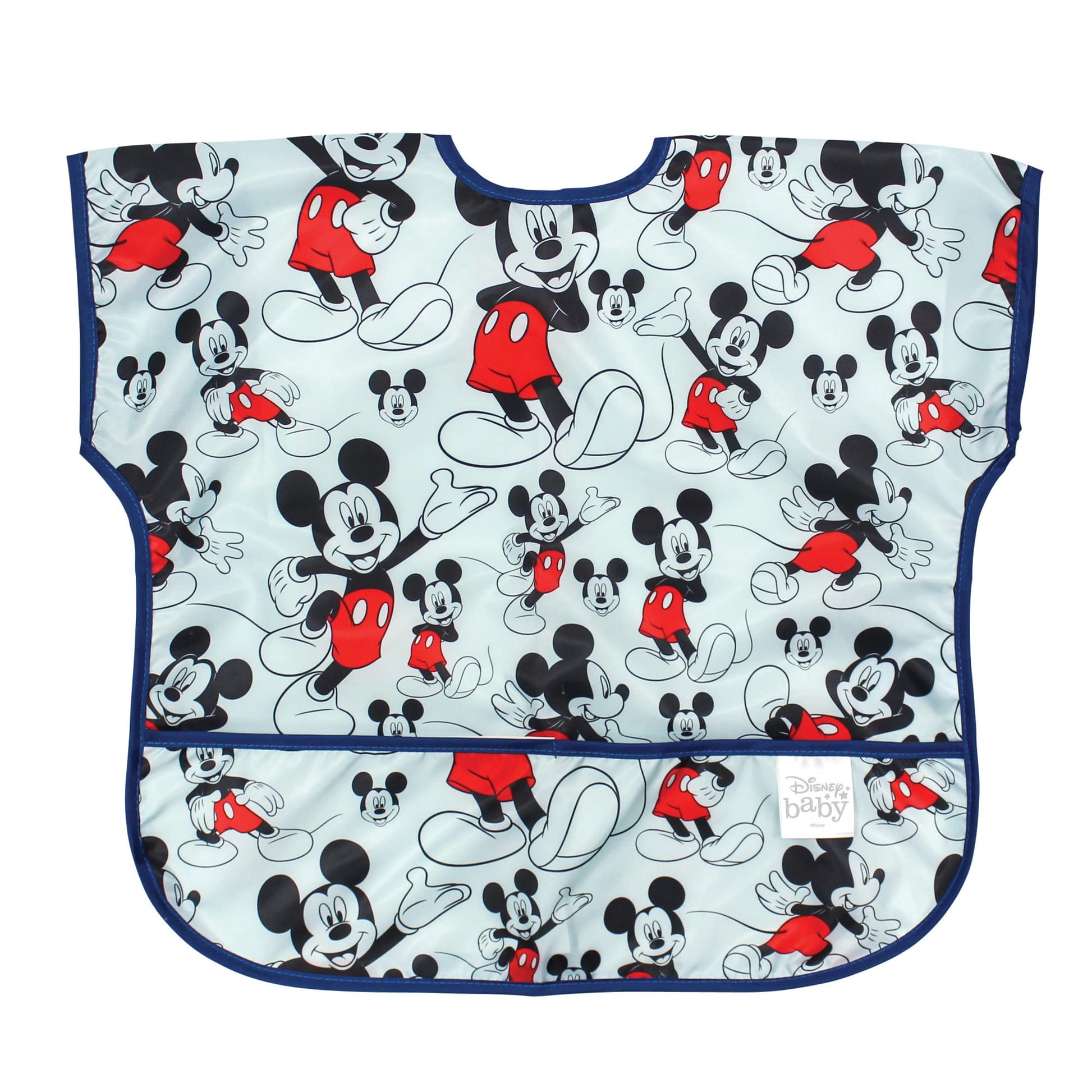 Bumkins Junior Short Sleeve Toddler Bib, Smock For Kids 1-3 Years, Waterproof Fabric, Disney Mickey Mouse Classic