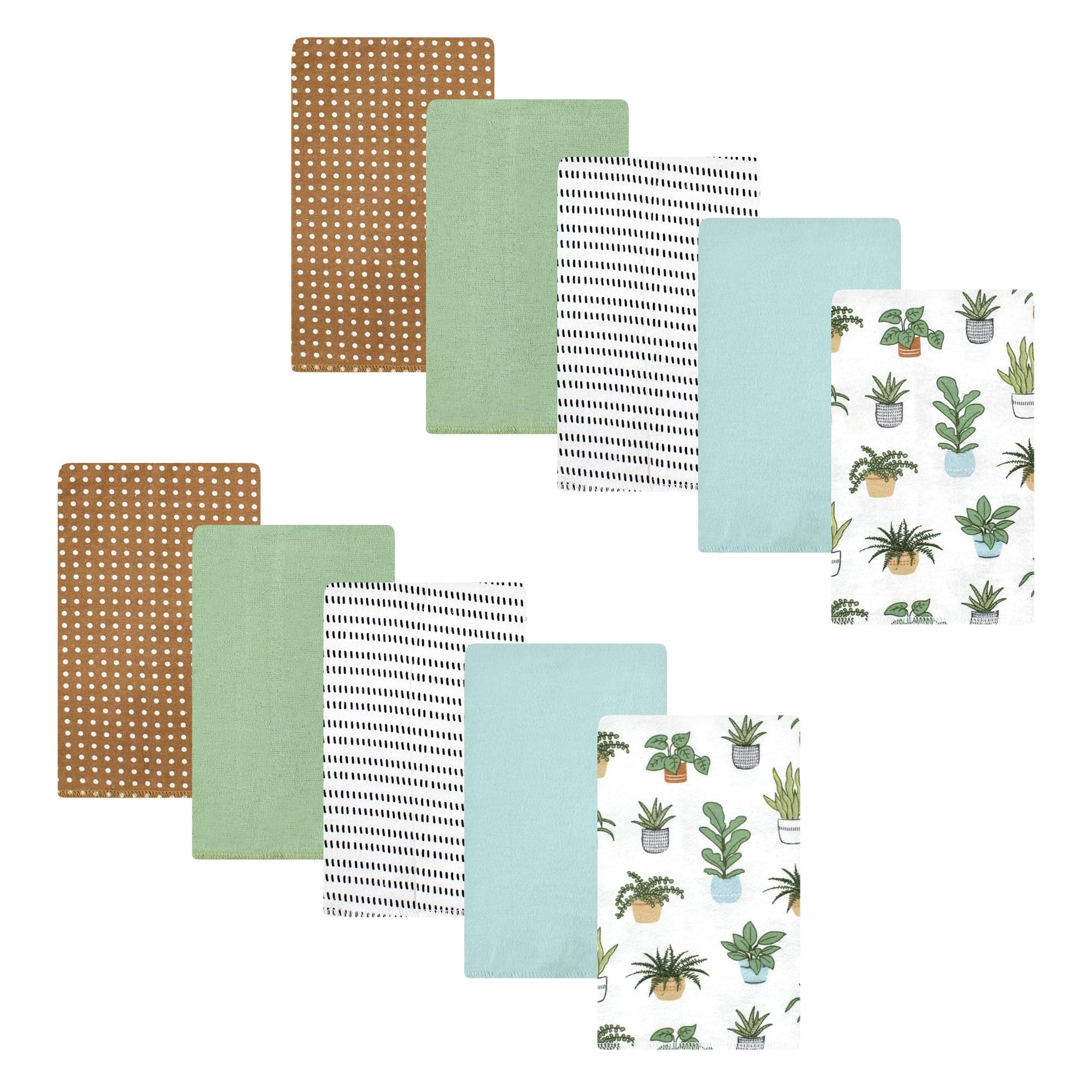 Hudson Baby Unisex Baby Cotton Flannel Burp Cloths, Plants 10 Pack, One Size