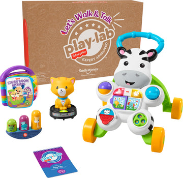 Fisher-Price Baby & Toddler Play Kit Lets Walk & Talk Gift Set, Developmental Toys & Activity Guide for Infants Ages 9+ Months