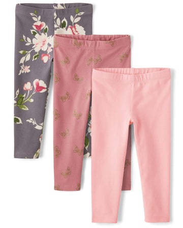 The Children'S Place,Baby Girls,And Toddler Assorted Everyday Pull On Leggings,Glitter 3-Pack,5 Years