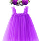 Bgfks Layered Tulle Tutu Dress For Toddler Girls,Baby Girl Rainbow Tutu Princess Skirt Set With Flower Headband.(Dark Purple,6 M