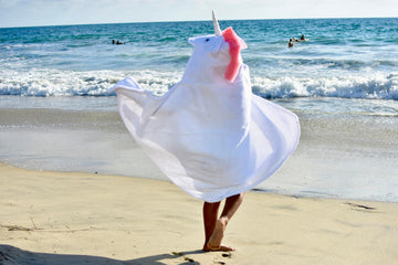 Yikes Twins Hooded Baby Towel For Kids 2-8 | Large 100% Cotton Baby Towel For Girls Or Boys In White | Cute Unicorn Bath Towels