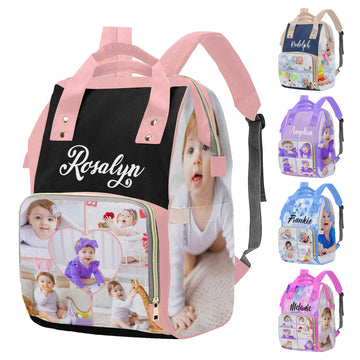 M Yescustom Custom Diaper Bag For Girls Boys Baby Large Capacity Backpack With Photo Personalized Baby Diaper Bags For Mom Water