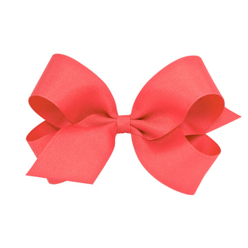 Wee Ones Girls' Classic Grosgrain Hair Bow With Plain Wrap Center On A Weestay Hair Clip, Handmade, Large Sized Bow, Watermelon