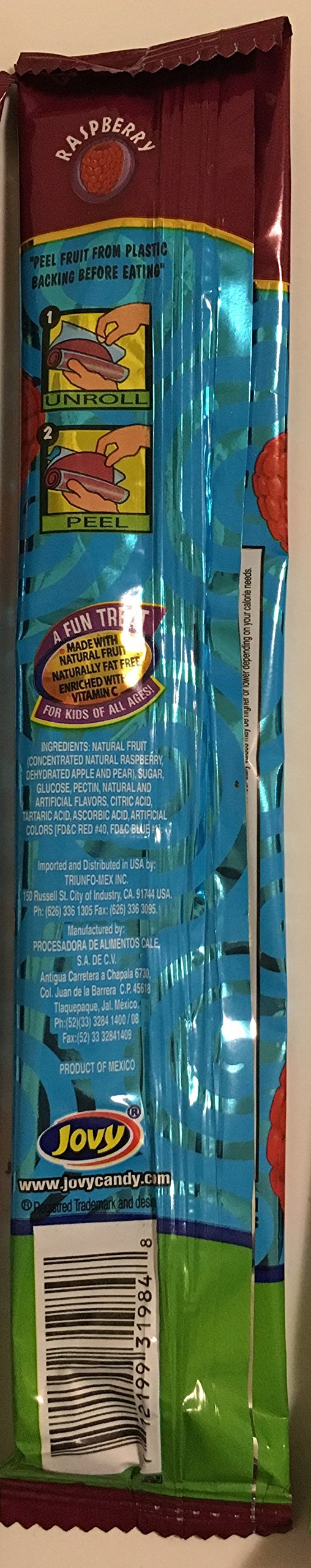 0.75Oz Jovy Fruit Roll Snack, Raspberry (16 Single Packets Per Order)
