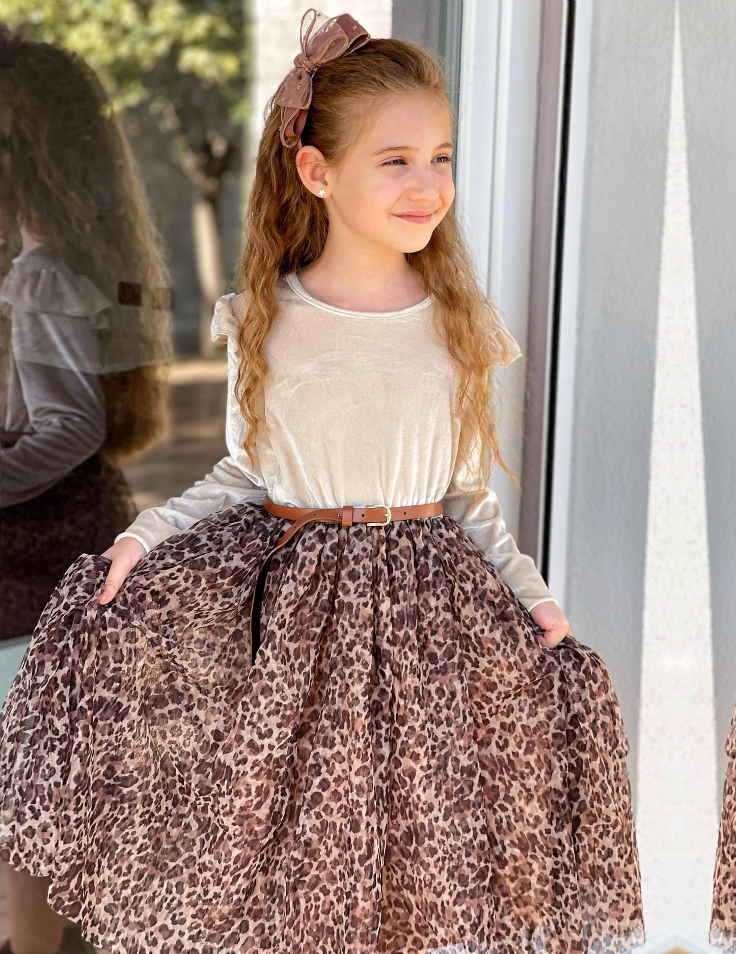 Arshiner Toddler Tulle Dress Velvet Tutu Fall Long Sleeve Winter Casual Outfit Leopard Size 2