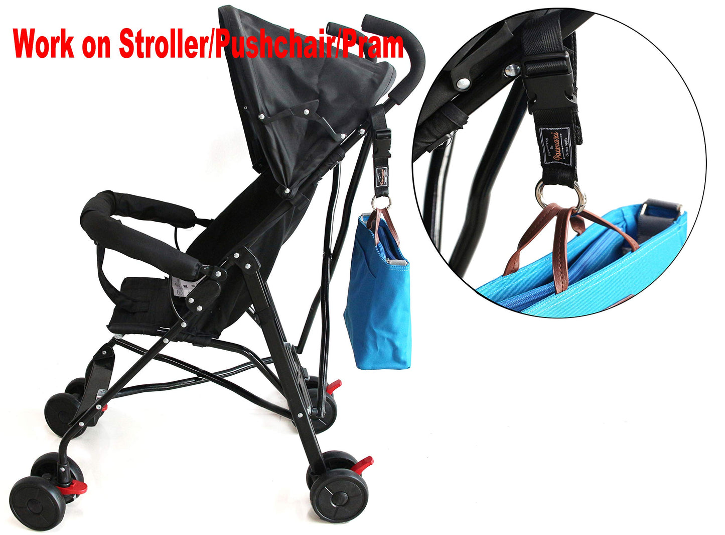 Stroller Hook By Pacmaxi, 2 Pack Multi Purpose Organizer Hooks Clip For Stroller, Wheelchair, Rollator, Walker (Black)