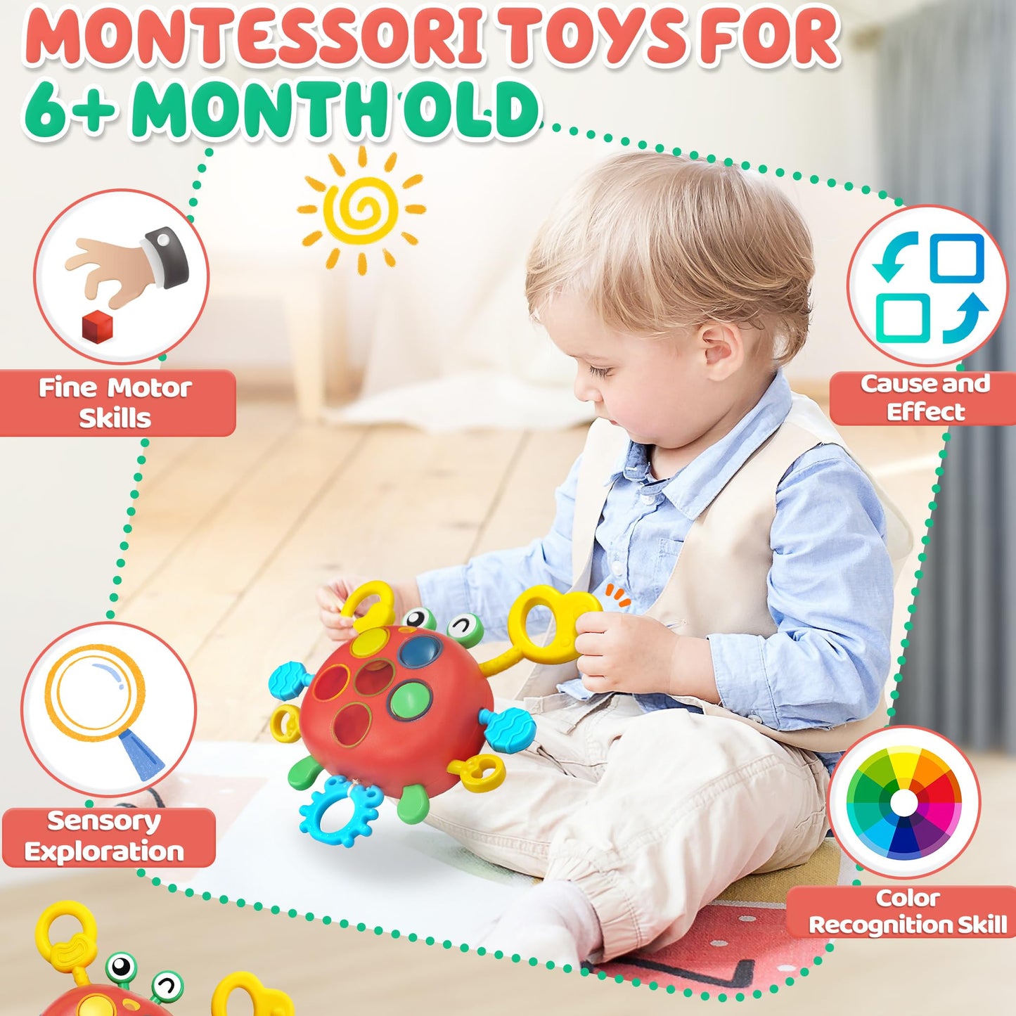 Christmas Stocking Stuffers for Toddlers Airplane Travel Toys for Toddler 1-3 Sensory Montessori Toys for 1+ Year Old Silicone P
