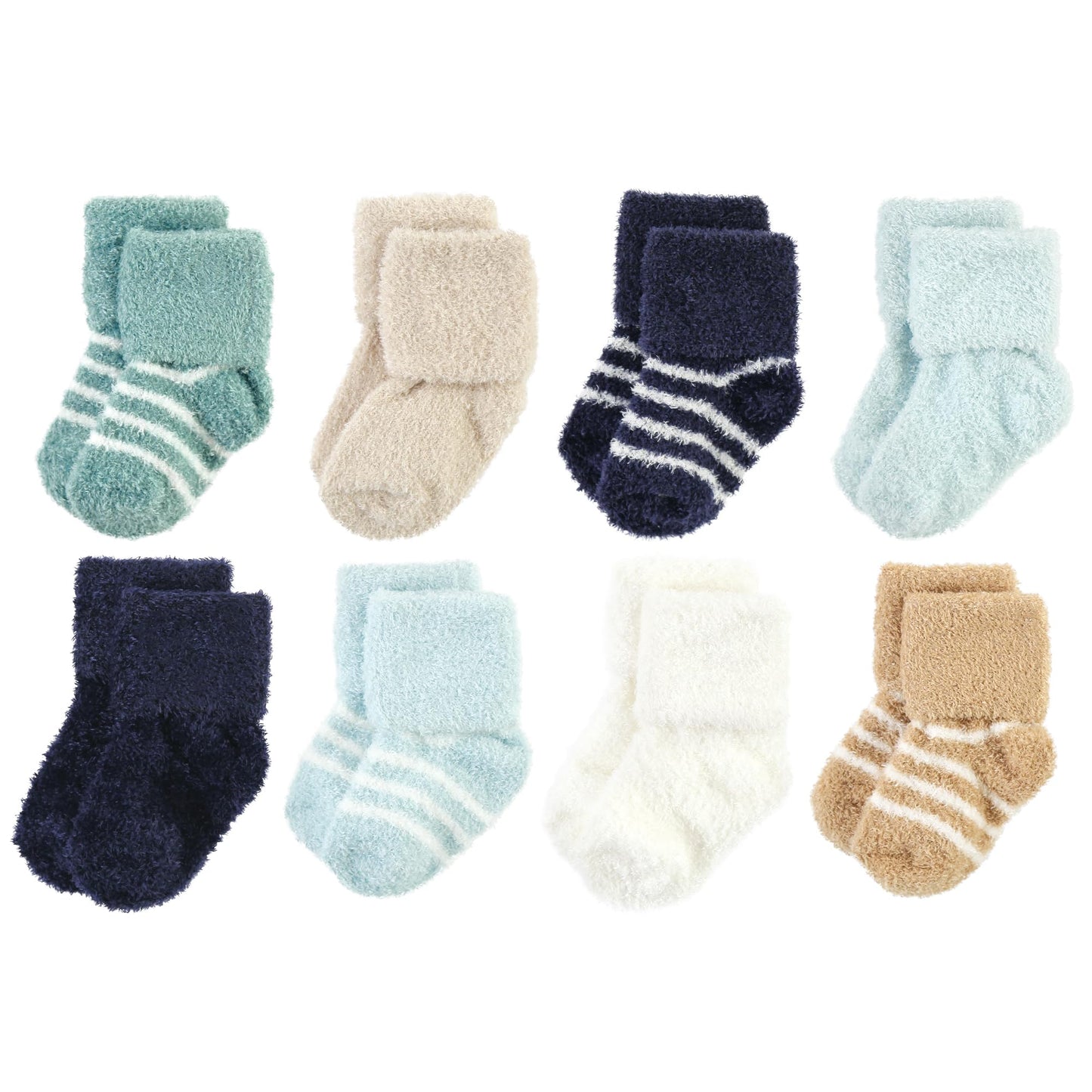 Hudson Baby Unisex Baby Cotton Rich Newborn And Terry Socks, Navy Mint Stripe, 12-24 Months
