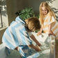 Tbezy Toddler Bath Towel Poncho Thick Cotton Striped Beach Towels For Kids Gifts (2-6, Pink)