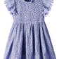 2Bunnies Girl Baby Toddler Vintage Lace Pom Pom Flutter Sleeve Easter Birthday Outfit Dress (Dusty Blue, 6M)