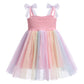 Baby Girls Sequin Rainbow Tutu Dress Summer Sleeveless Tulle Princess Birthday Party Dresses Toddler Little Girl First Communion