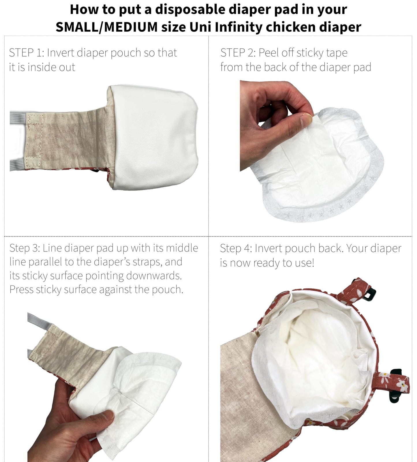 Chicken Diapers Disposable For Hens, Goose, Duck - Leakproof, Large, Unscented, Perfect Size To Fit In A Reusable Chicken Diaper