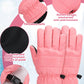 Boao 2 Pairs Kids Winter Ski Gloves Waterproof Warm Snow Mittens Full Finger Gloves For Toddlers Infants (Blue, Pink, 1-3 Years)