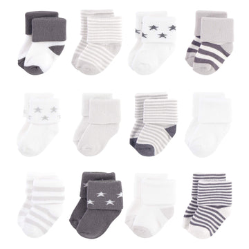 Touched By Nature Baby Boys Touched Nature Unisex Organic Cotton Socks, Gray Charcoal Stars, 6-12 Months Casual Sock, Gray Charc