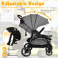 Baby Joy Baby Stroller, High Landscape Infant Carriage Newborn Pushchair With Foot Cover, Cup Holder, 5-Point Harness, Adjustabl