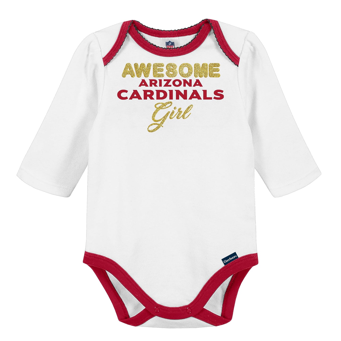 Nfl Baby Girls' 3Pc Bodysuit, Footed Pant, & Cap Set, Arizona Cardinals, 3-6 Months