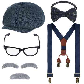 Kids Old Man Costume 100 Day Of School Grandpa Costume For Boys 1920S Old Man Outfit Halloween Old Man Costume Dress Up Set Incl