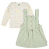 Gerber Baby Girls Toddler 2 Piece Overall Dress Set, Green Floral, 18 Months