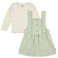 Gerber Baby Girls Toddler 2 Piece Overall Dress Set, Green Floral, 12 Months