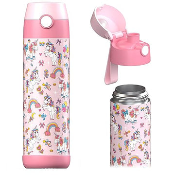 Jarlson    Kids Water Bottle - Mali - Insulated Stainless Steel Water Bottle With Chug Lid - Thermos - Girls/Boys (Unicorn  'Mos