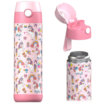 Jarlson    Kids Water Bottle - Mali - Insulated Stainless Steel Water Bottle With Chug Lid - Thermos - Girls/Boys (Unicorn  'Mos