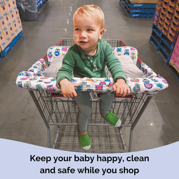 Suessie Shopping Cart Cover And High Chair Cover With Bolster Support Pillow (Owls With Cushion)