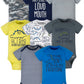 Onesies Brand Baby Boys' 8-Pack Short Sleeve Mix & Match Bodysuits, Grey Dino, Newborn