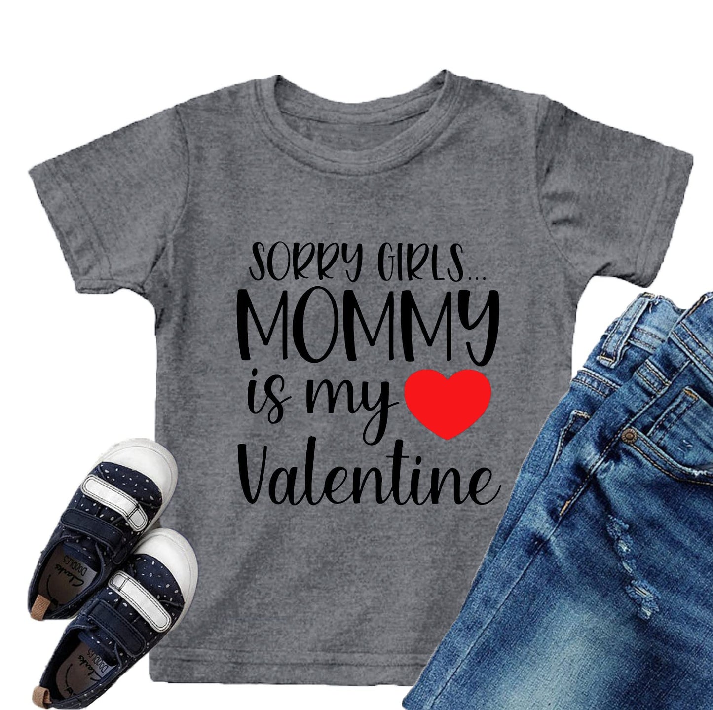 Valentine'S Day Shirts Toddler Boys Valentine T-Shirt Mommy Is My Valentine Tshirt Graphic Tee Tops Gray