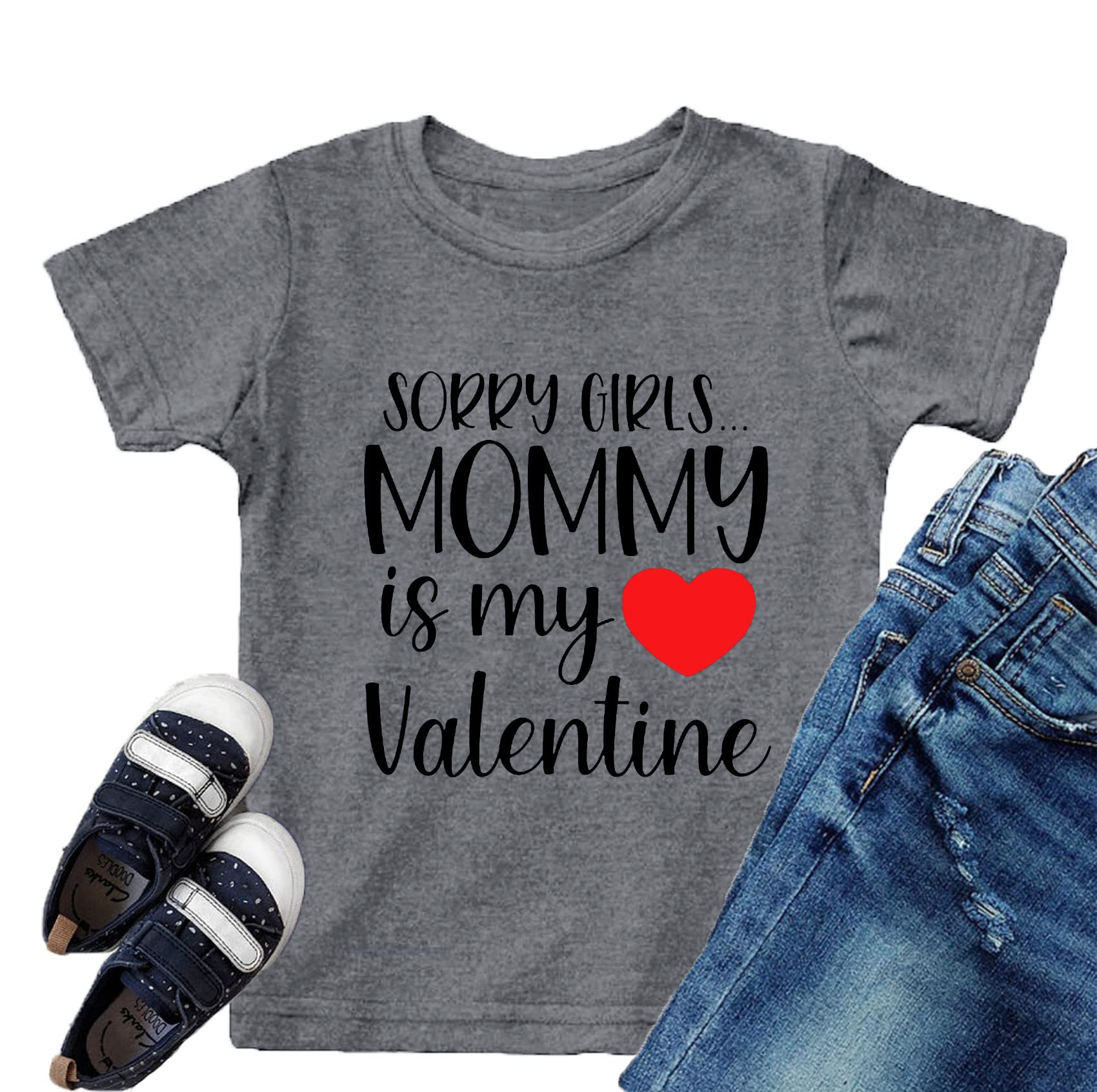 Valentine'S Day Shirts Toddler Boys Valentine T-Shirt Mommy Is My Valentine Tshirt Graphic Tee Tops Gray
