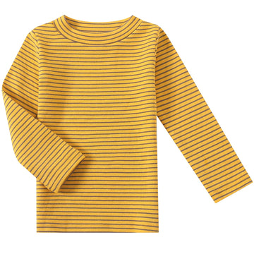 Toddler Girls Boys Long Sleeve Tee Shirts Little Kids Cotton Striped Crew Neck Tops (Yellow,24M)