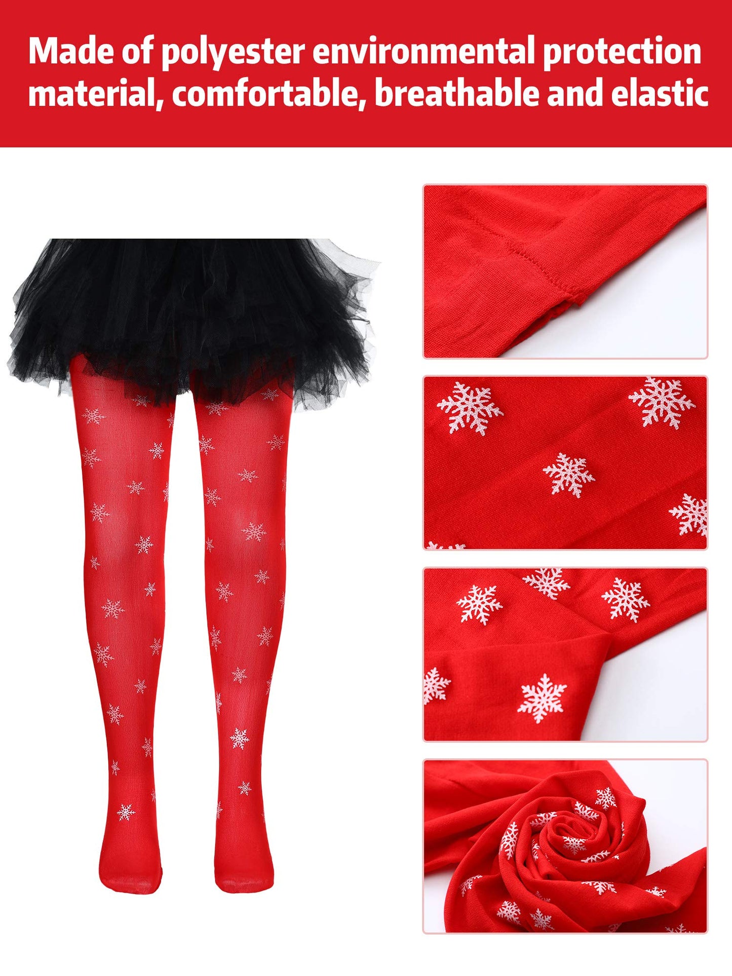 Boao 3 Pairs Halloween Tights Girls Striped Tights Mid Rise Leggings Cosplay Costume Stockings Party Favors(Stylish Christmas St