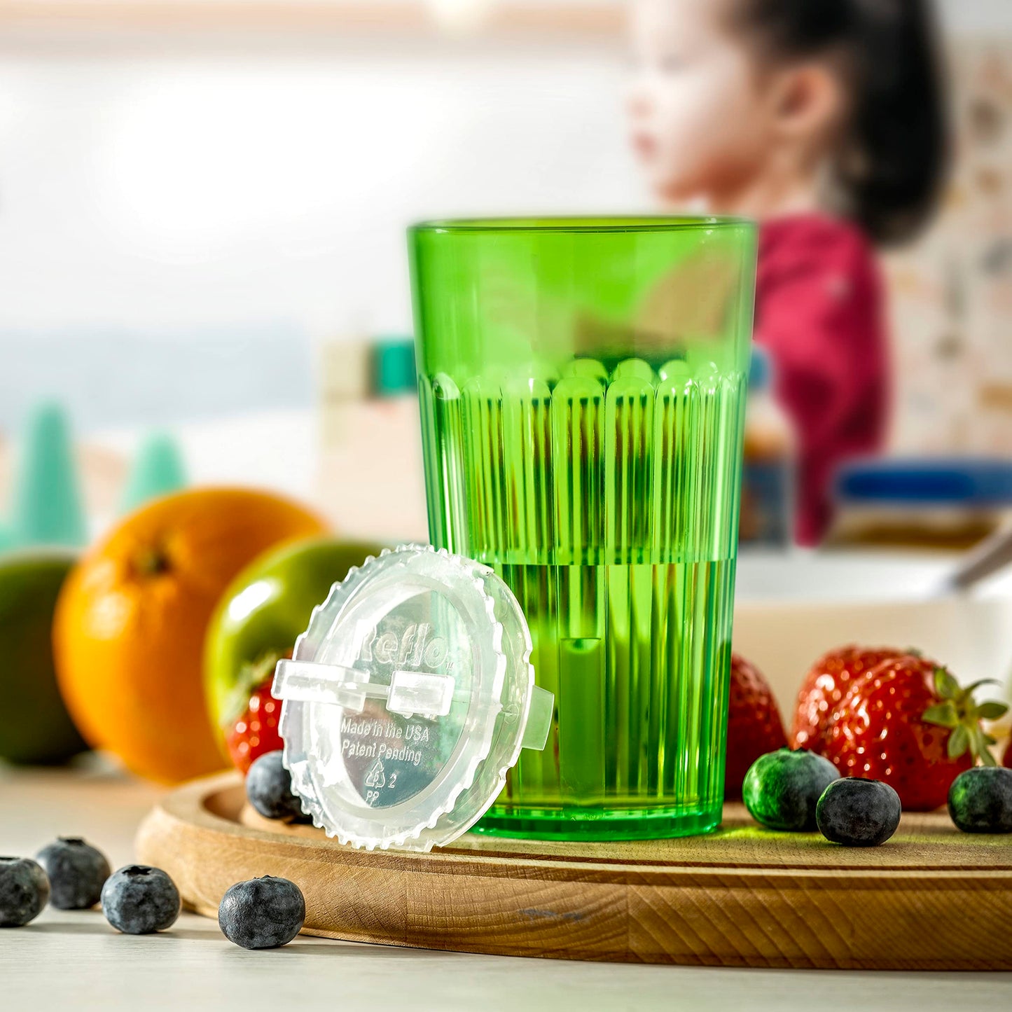 Reflo Smart Cup (Green 1-Pack) Open Training Cup, Toddler Cup, No Suction 6Oz, 360 Control-Flow, Usa Made Premium High-Impact Pl