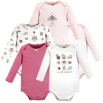 Hudson Baby Unisex Baby Cotton Long-Sleeve Bodysuits Sweet Bakery 5-Pack, 3-6 Months