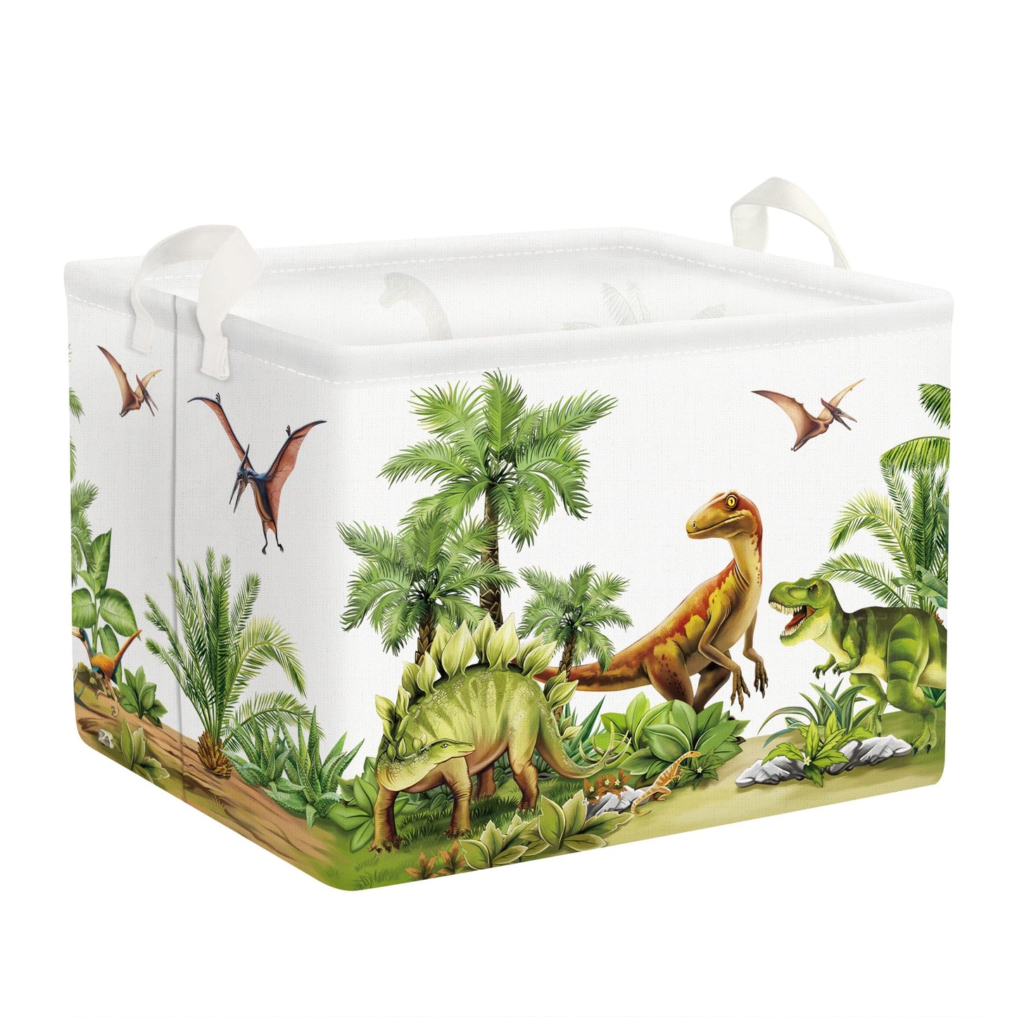 Clastyle Large Dinosaur Kid Storage Basket Baby Laundry Hamper Palm Tree Boy Gift Toy Box Collapsible Clothes Organizer Nursery 