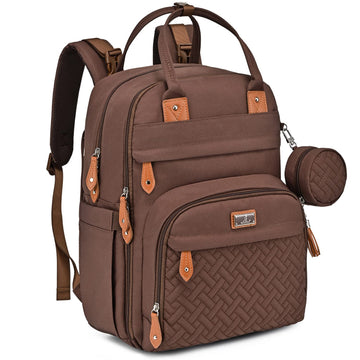 Babbleroo Diaper Bag Backpack, Changing Bags Multifunction Waterproof Travel Back Pack With Stroller Straps & Pacifier Case (Bro