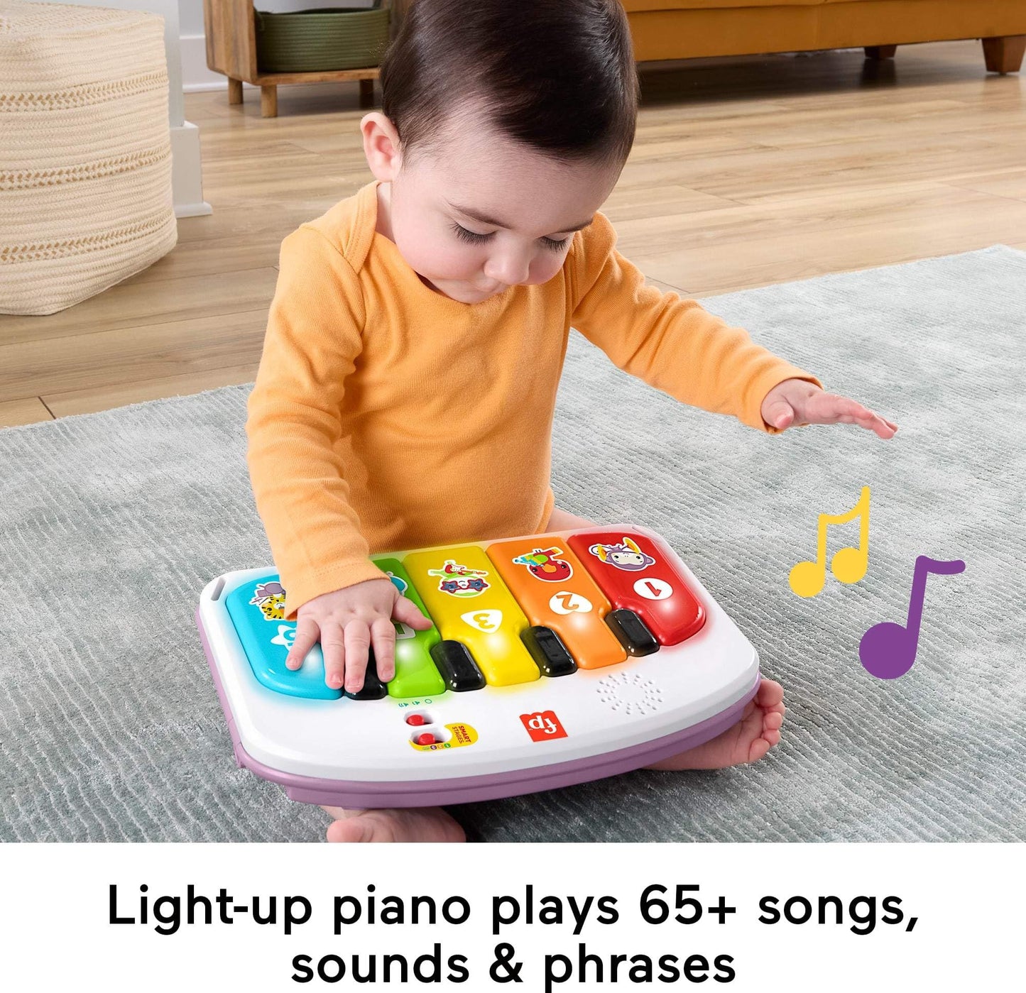 Fisher-Price Portable Baby Chair Kick & Play Deluxe Sit-Me-Up Seat With Piano, Learning & Tray For Infants To Toddlers, Purple M