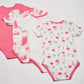 Calvin Klein Girls' 4 Pieces Pack Bodysuits, Coral Reef/Equator Pink/White Luster, 3-6 Months