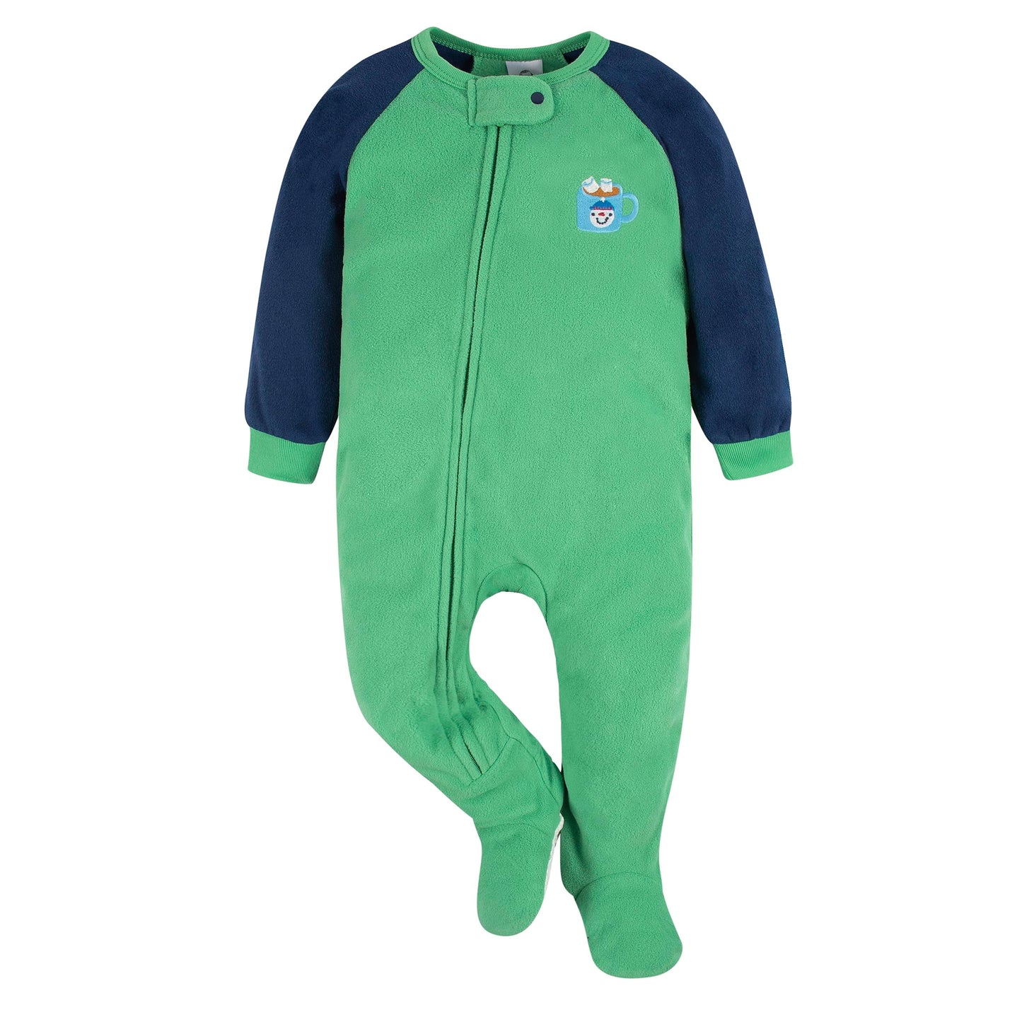 Gerber Baby Boys' Toddler Loose Fit Flame Resistant Fleece Footed Pajamas 2-Pack, Blue Mug, 6-9 Months