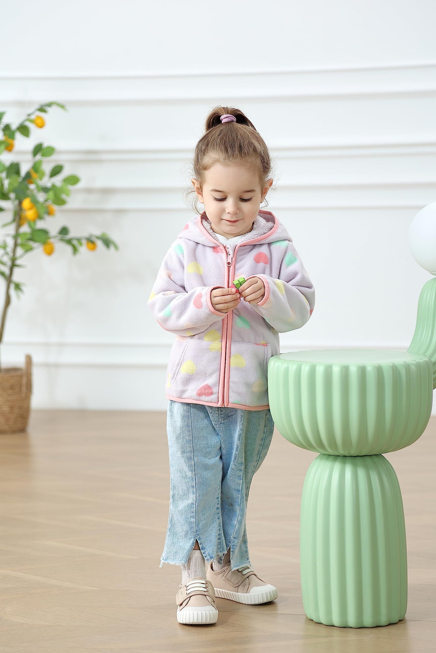 Feidoog Toddler Polar Fleece Jacket Hooded Baby Boys Girls Autumn Winter Long Sleeve Thick Warm Outerwear,Purple,1-2T