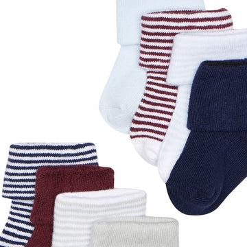 Luvable Friends Unisex Baby Fun Essential Socks, Navy Light Blue, 12-24 Months