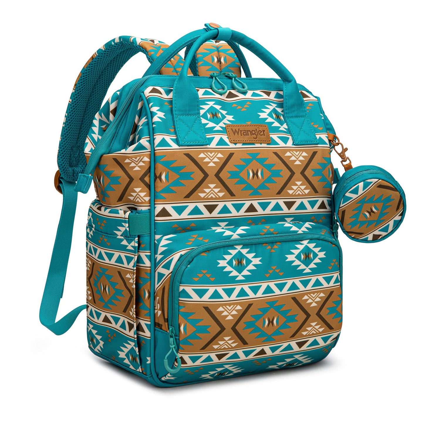 Wrangler Aztec Backpack Multifunction Baby Travel Bag with Changing Pad, Stroller Straps and Pacifier Case WG2204-91103TQ