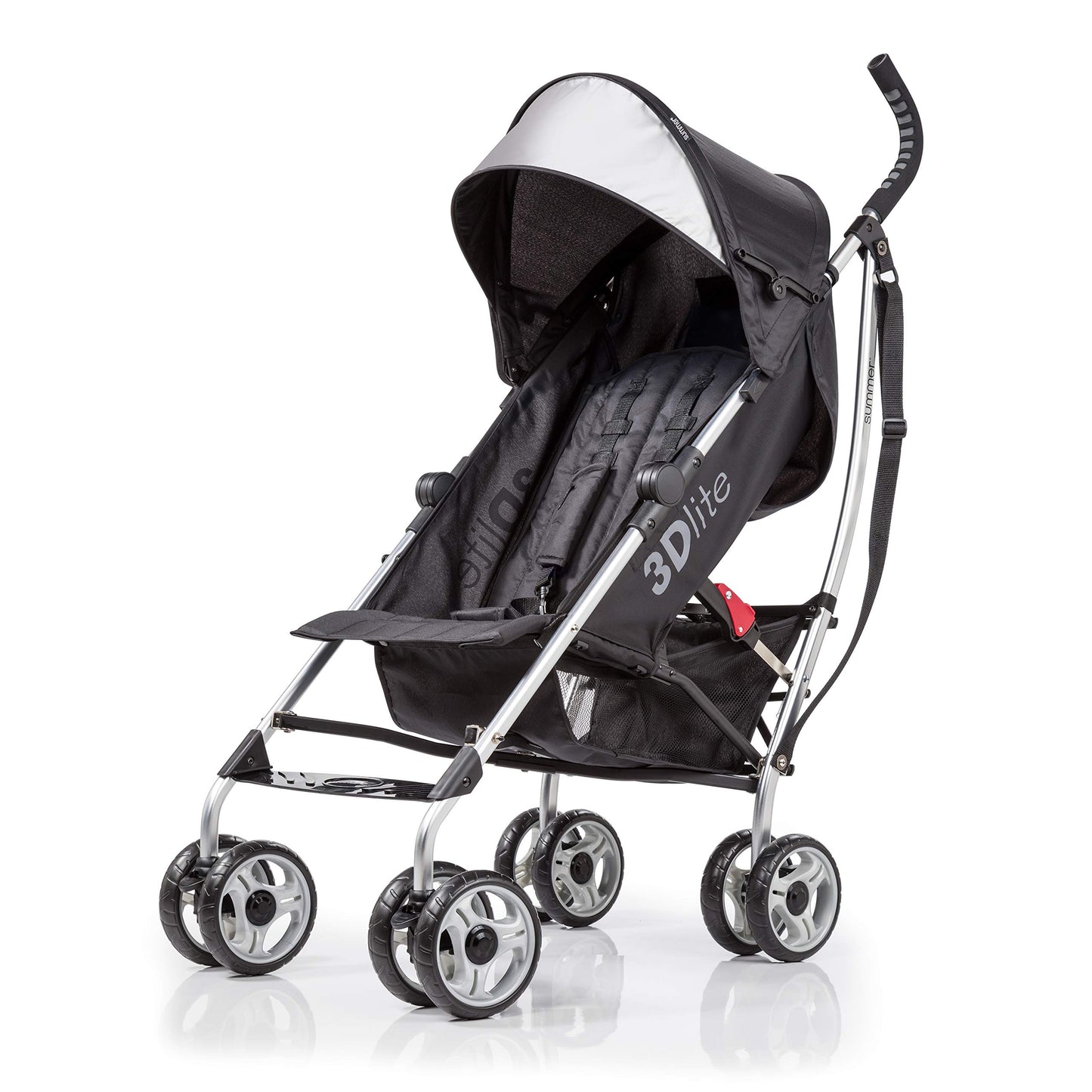 Summer Infant 3Dlite Convenience Stroller, Black - Lightweight Stroller With Aluminum Frame, Large Seat Area, Mesh Siding, 4 Pos