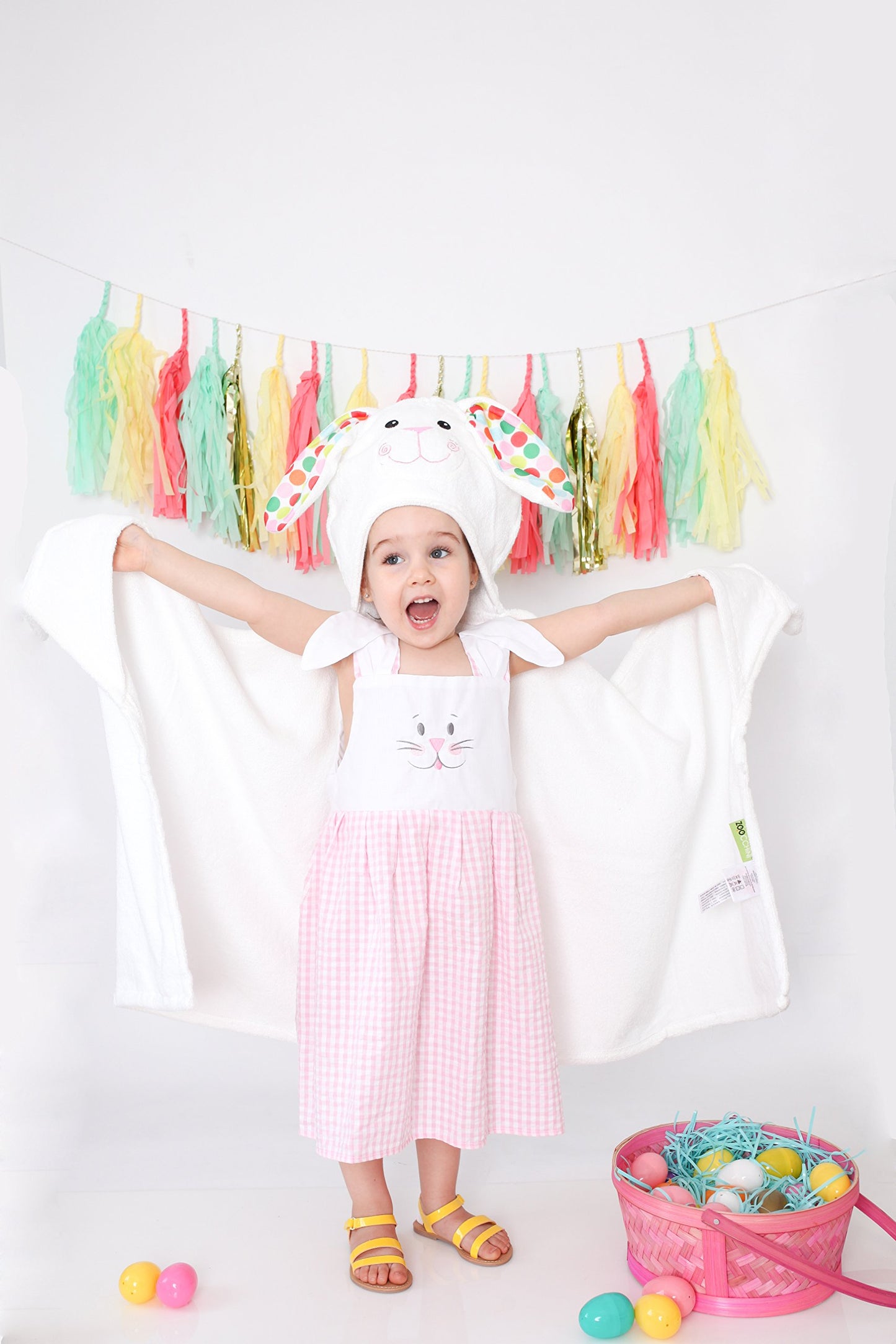 Zoocchini Kids Plush Terry Hooded Bath Towel (Bella The Bunny)