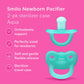 Smilo Newborn Baby Pacifier With Sterilization Box - 2 Pack Of Orthodontic Pacifiers For Babies From 0-2 Months - Expands To Sup
