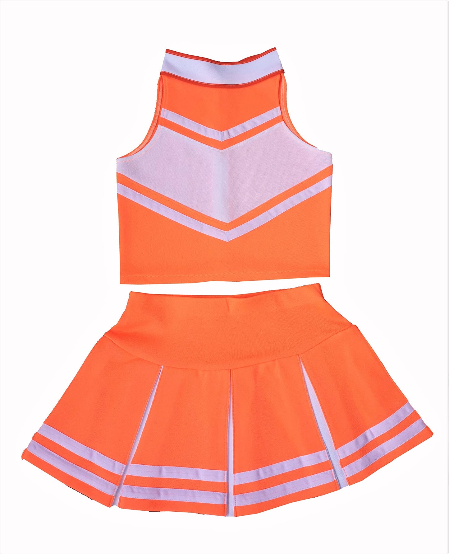 Total 2550 Little Girls' Cheerleader Cheerleading Outfit Uniform Costume Cosplay Neon Orange/White (M / 5-8)
