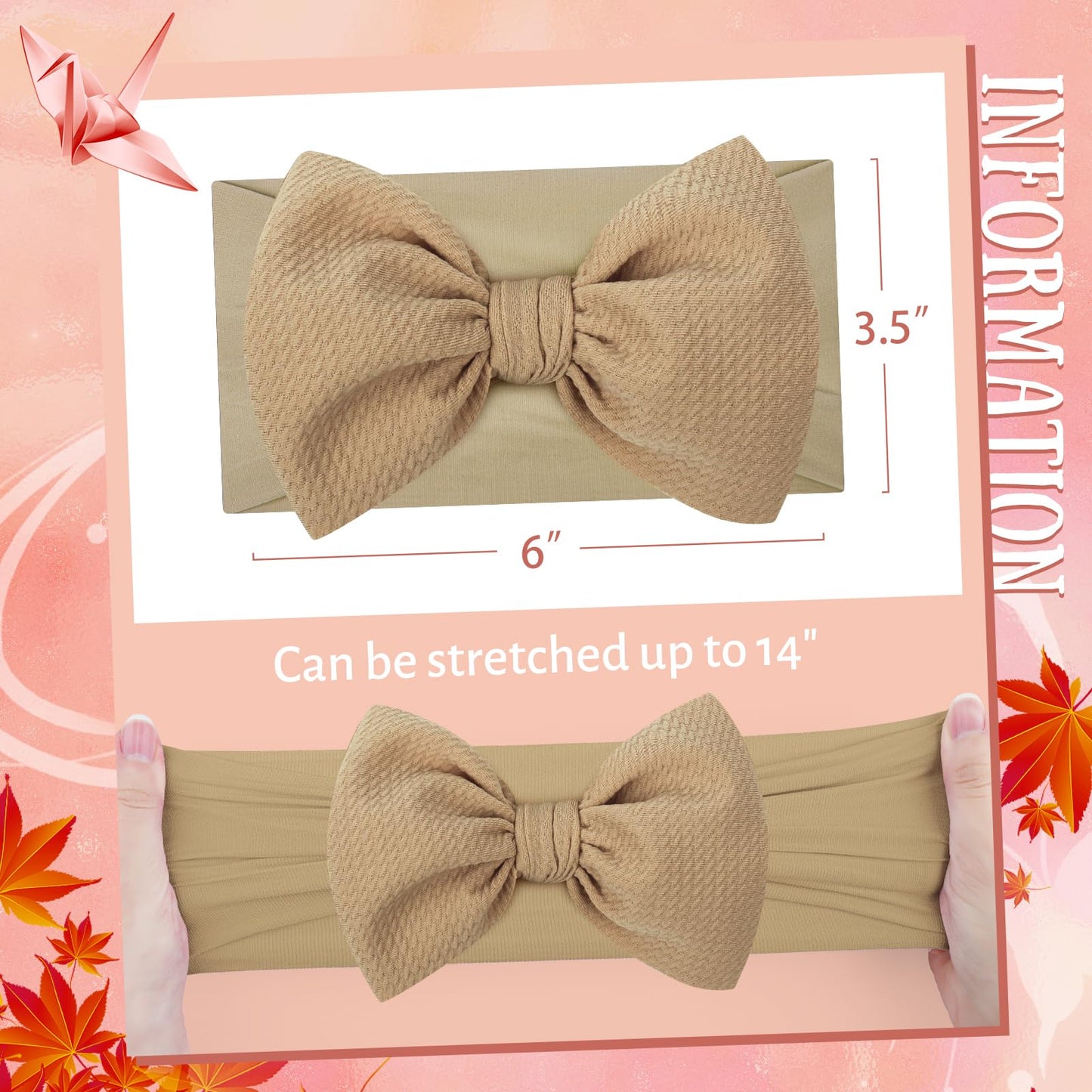 Lanmerry Hairband 5 Pack - For Girls Baby Headbands With Bows Elastics Hairbands Oversized Head Wraps Infant Toddlers Kids Navy