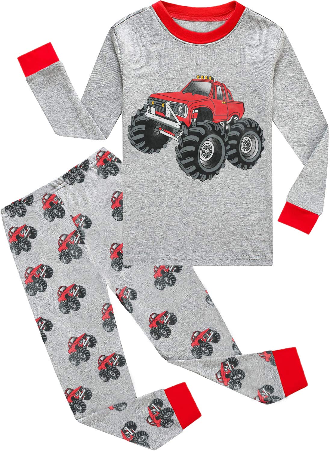 Little Boys Gray Pajamas Sleepwear Red Race Car Toddler Pyjamas Pant S – Cutebab WBBAPB08F58KCTT