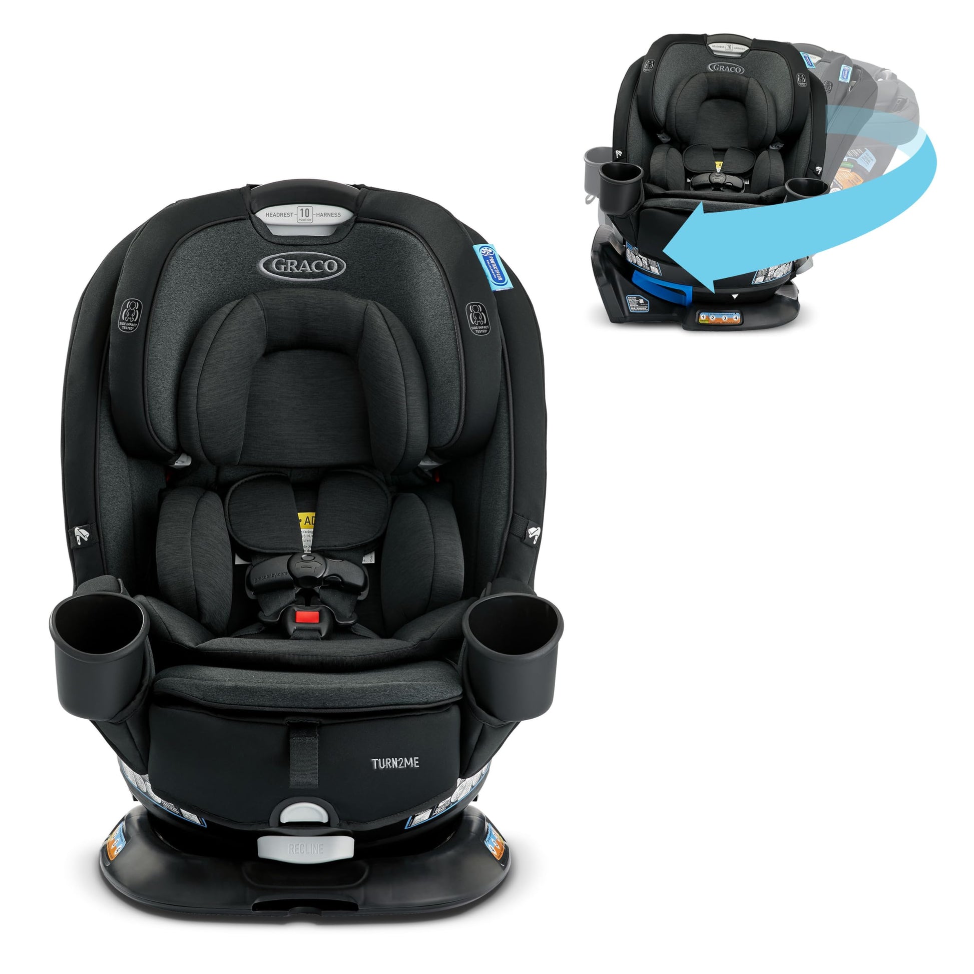 Graco Turn2Me 3-in-1 Convertible Car Seat, Rotating Seat feature, with Rear-Facing, Forward-Facing and Highback Booster options 