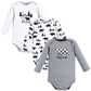 Hudson Baby Baby Girls Cotton Long-Sleeve Bodysuits And Toddler T Shirt Set, Bear Gray Black 3-Pack, 6-9 Months Us